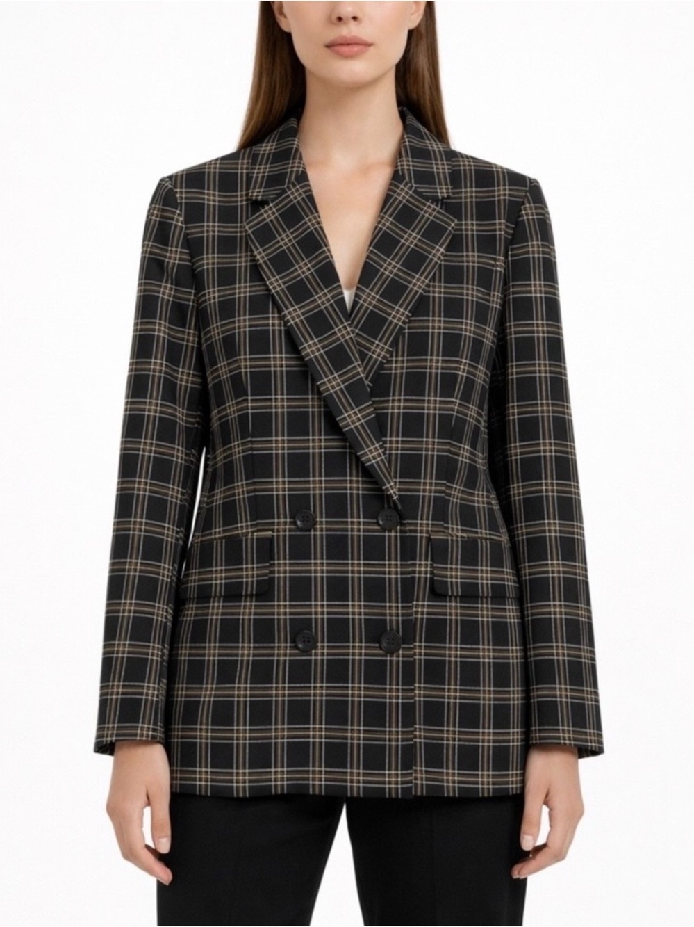 GIANNI BINI Black & Beige Plaid Women’s Blazer NWT
